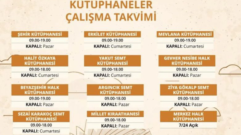 BÜYÜKŞEHİR KÜTÜPHANELERİNDE ÇALIŞMA TAKVİMİ GÜNCELLEMESİ YAPILDI